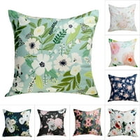 pink white flowers 464F Fashion Cotton and linen Square Pillow cases Brown